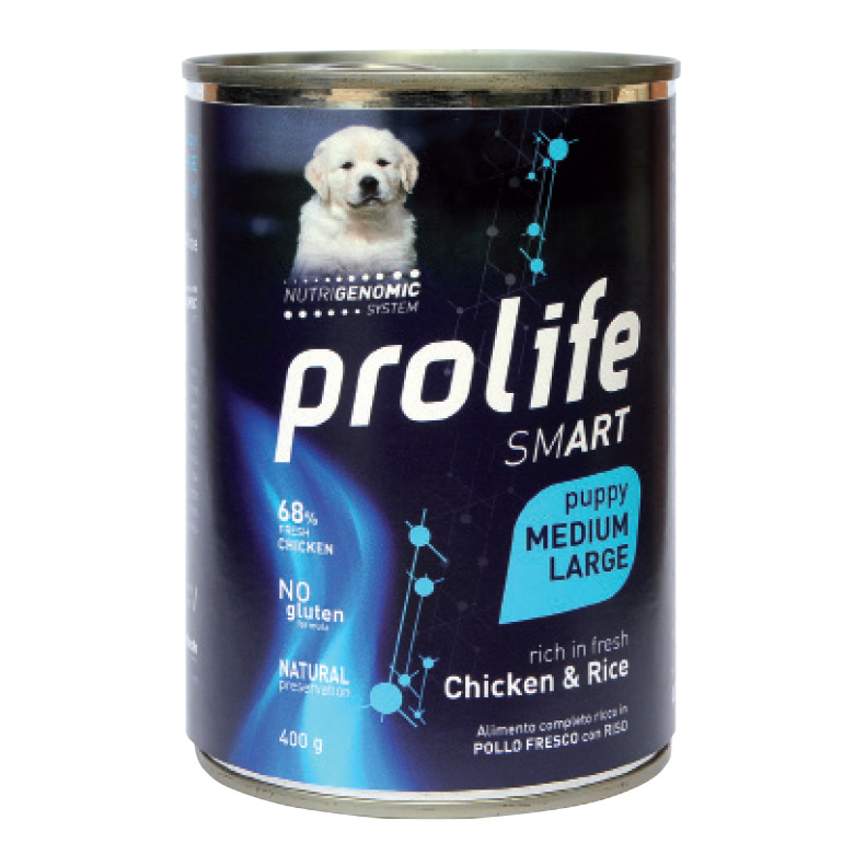 foto del prodotto prolife cane smart puppy medium amp large pollo amp riso lattina 400 gr