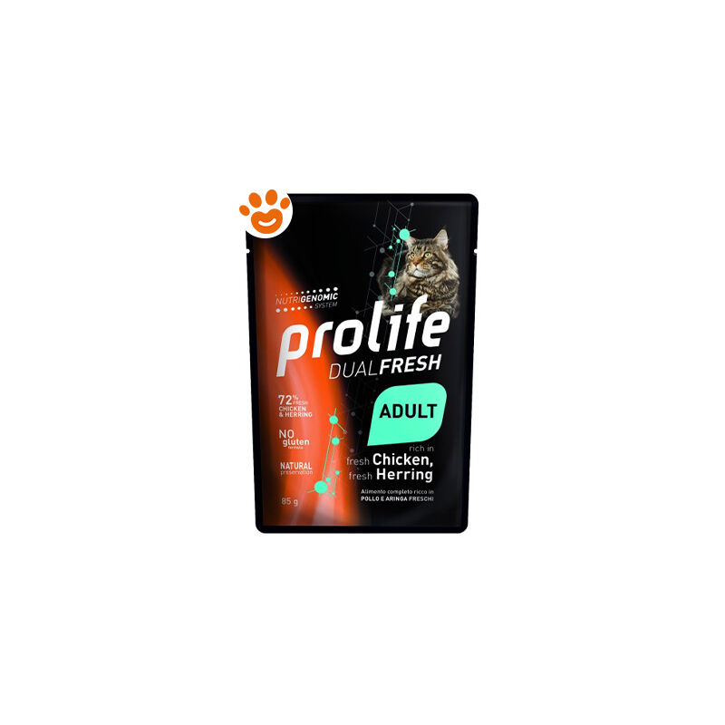 foto del prodotto prolife cat dualfresh adult pollo e aringa cat dualfresh adult pollo e aringa bustina da 85 gr