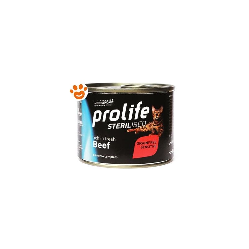 foto del prodotto prolife cat sterilised grainfree sensitive adult manzo cat sterilised grainfree sensitive adult manzo lattina da 200 gr