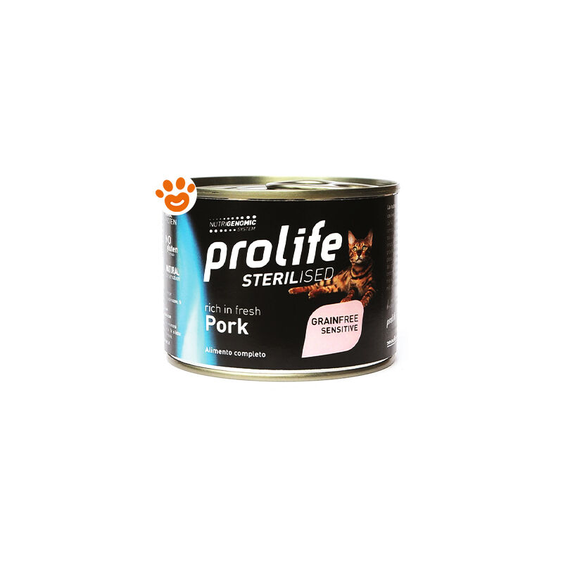 foto del prodotto prolife cat sterilized grainfree sensitive maiale cat sterilized grainfree sensitive maiale lattina da 200 gr
