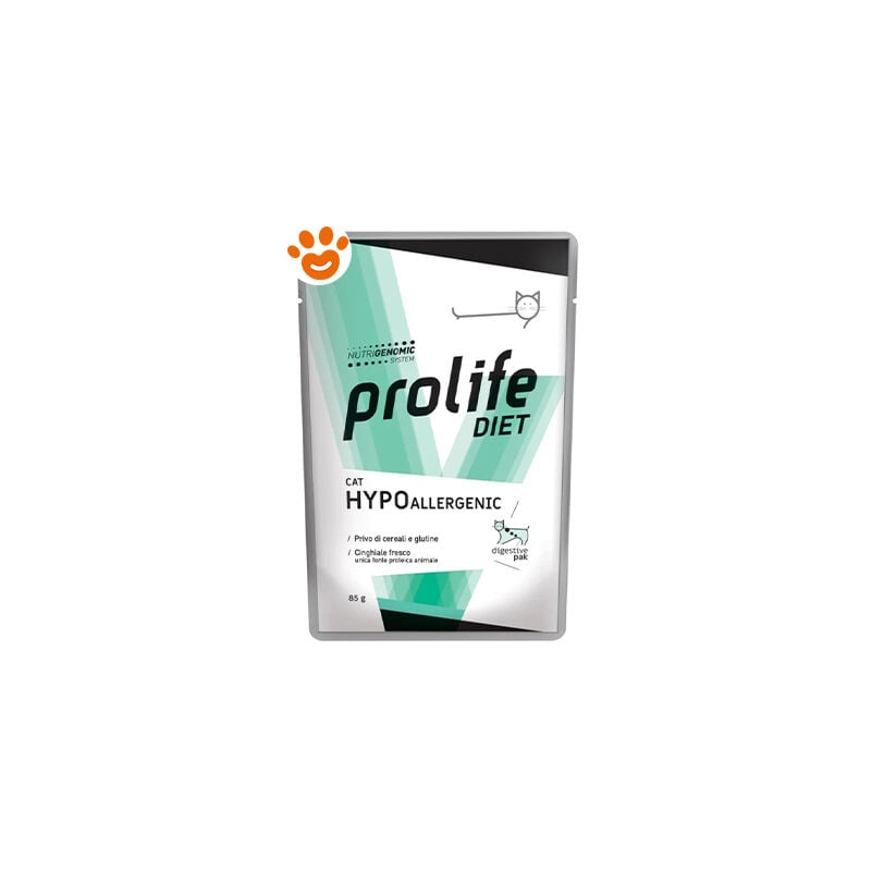 foto del prodotto prolife cat veterinary hypoallergenic prolife cat veterinary hypoallergenic bustina da 85 gr