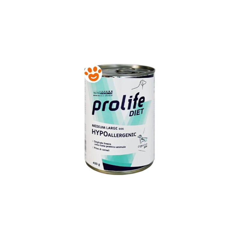 foto del prodotto prolife dog diet hypoallergenic medium large dog diet hypoallergenic medium large lattina da 400 gr