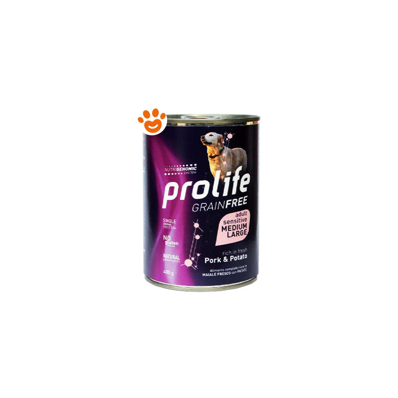 foto del prodotto prolife dog grainfree adult medium large maiale e patate dog grainfree adult medium large maiale e patate lattina da 400 gr