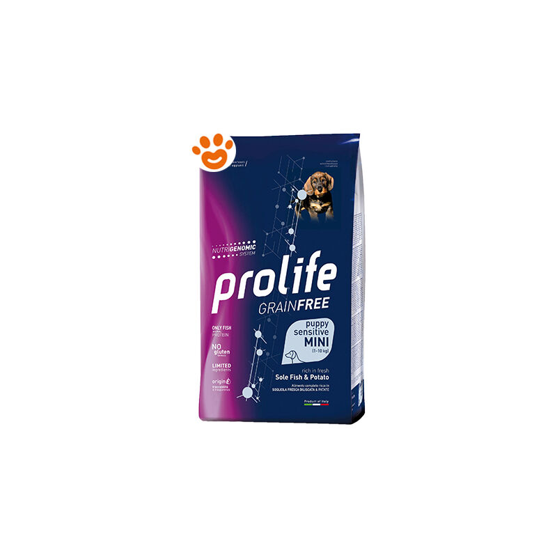 foto del prodotto prolife dog grainfree sensitive puppy mini sogliola e patate dog grainfree sensitive puppy mini sogliola e patate sacco da 7 kg