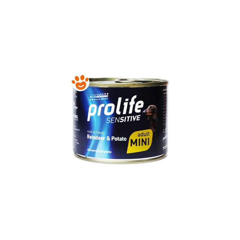 foto del prodotto prolife dog sensitive adult mini renna e patate dog sensitive adult mini renna e patate lattina da 200 gr
