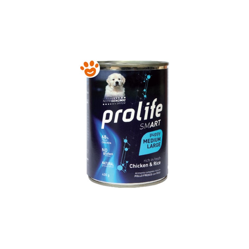 foto del prodotto prolife dog smart puppy medium large pollo e riso dog smart puppy medium large pollo e riso lattina da 400 gr