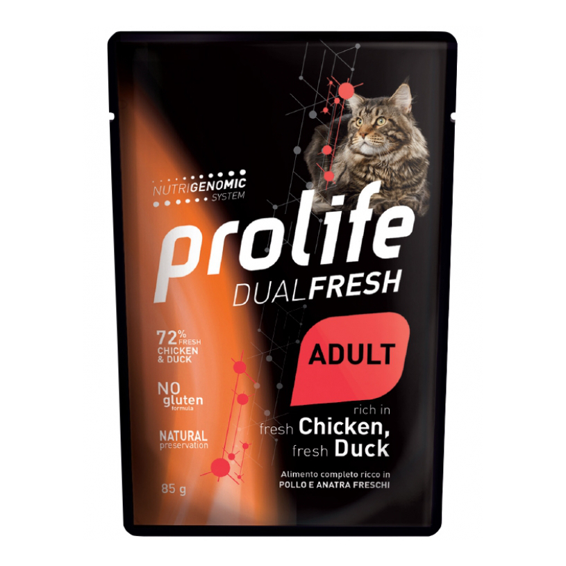 foto del prodotto prolife gatto dual fresh adulto pollo amp anatra busta 85 gr