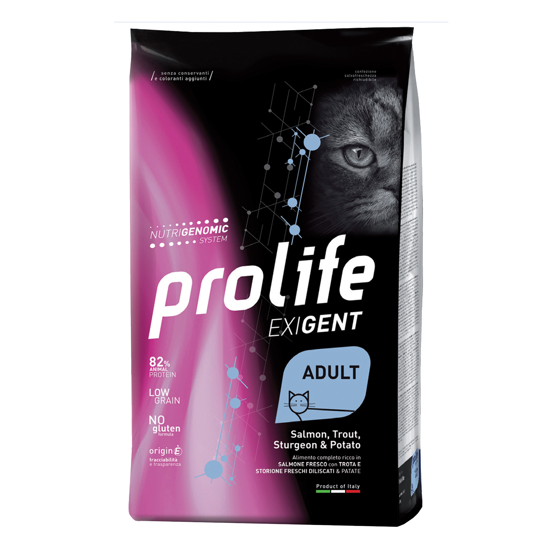 foto del prodotto prolife gatto exigent adulto salmone, trota, storione amp riso 1,5 kg