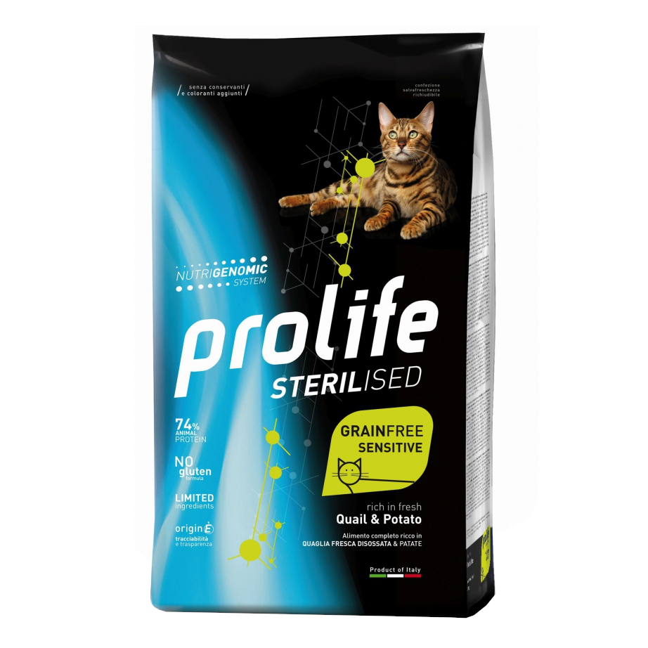 foto del prodotto prolife gatto sterilised grain free sensitive adulto quaglia amp patate 1,5 kg