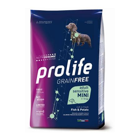 foto del prodotto prolife grain free cane adult sensitive mini pesce e patate 7 kg crocchette monoproteiche cane 1 ordine scegli lo sconto bzr5 bzr20 200 punti fedelt 