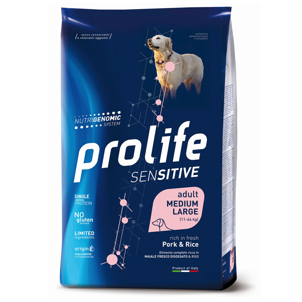 foto del prodotto prolife sensitive adult medium large maiale riso - 10 kg