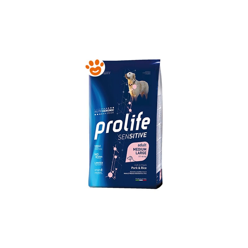 foto del prodotto prolife sensitive per cani adult medium large con maiale e riso