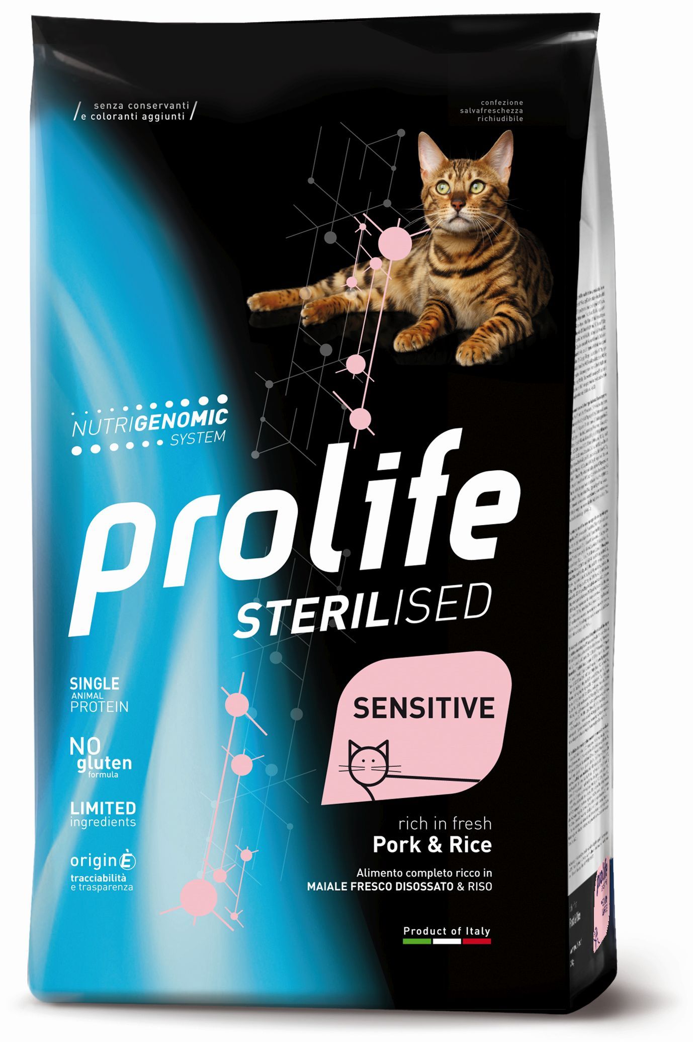 foto del prodotto prolife sterilised gatto sensitive maiale e riso 7 kg cibo monoproteico gatto 1 ordine scegli lo sconto bzr5 bzr20 200 punti fedelt 