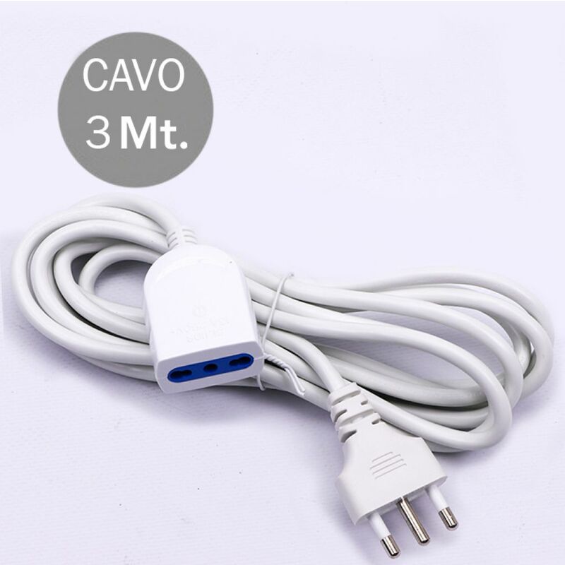 foto del prodotto prolunga 3m con spina 16a e presa 10 16a colore bianco v tac