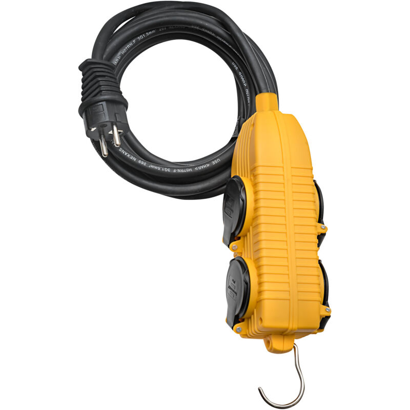 foto del prodotto prolunga con blocco prese mobili powerblock 4 prese con alette, 1 spina 2p t ip44 10 m h07rn f 3g1,5