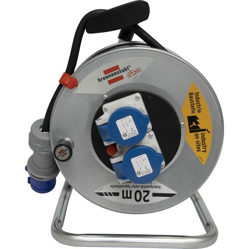 foto del prodotto prolunga elettrica 20 metri h07rn f 3g2.5 con avvolgicavo brennenstuhl 1195786020 spina e 2 prese cee 3 poli 230 v 16 a prolunga avvolgibile con