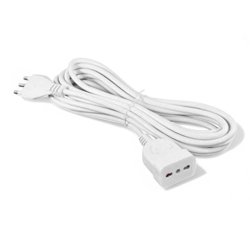foto del prodotto prolunga elettrica lineare bipasso bianca con spina 16a e presa bipasso 10 16a cavo tripolare mmq 1 resistente 5 mt