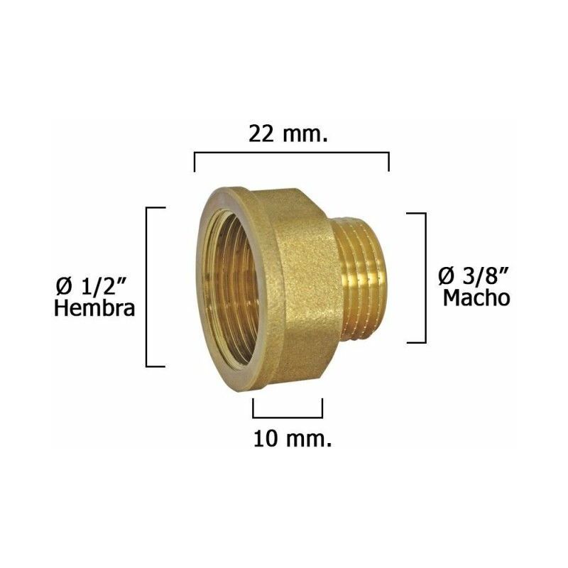 foto del prodotto prolunga esagonale lucida riduzione 3 8 maschio 1 2 femmina x m10