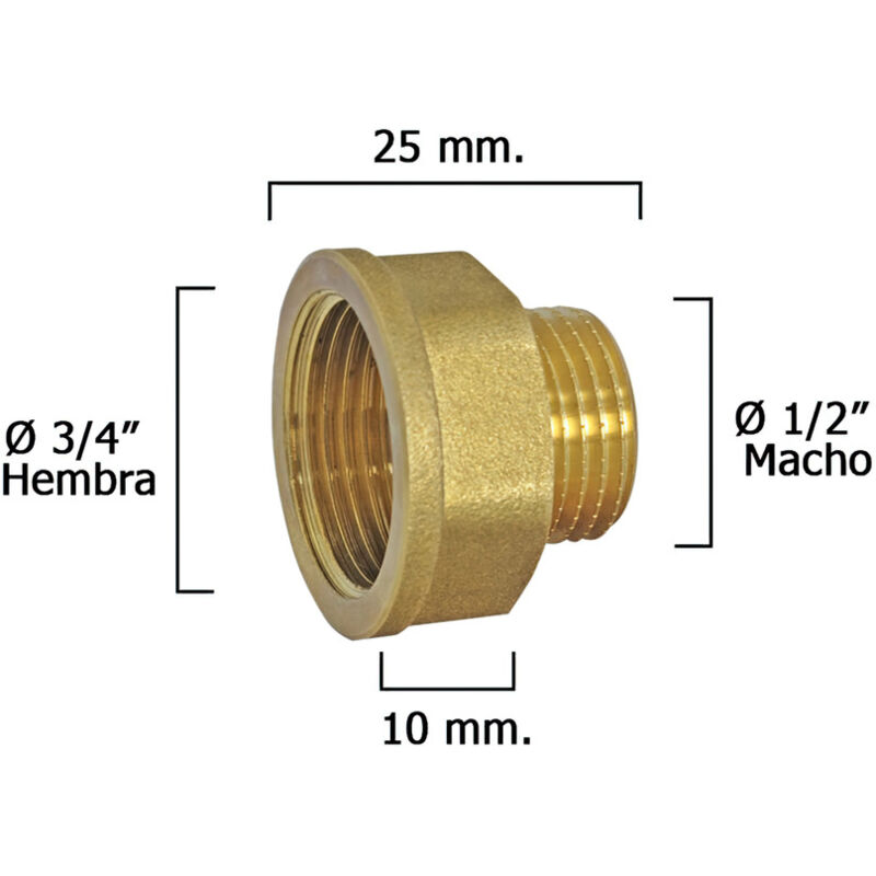 foto del prodotto prolunga esagonale riduzione lucida 1/2 maschio - 3/4 femmina x m10