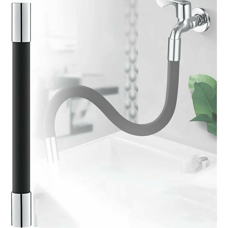 foto del prodotto prolunga flessibile per rubinetto a 360 sl.gt per bagno e cucina da esterno nero , lunghezza totale 50 cm 