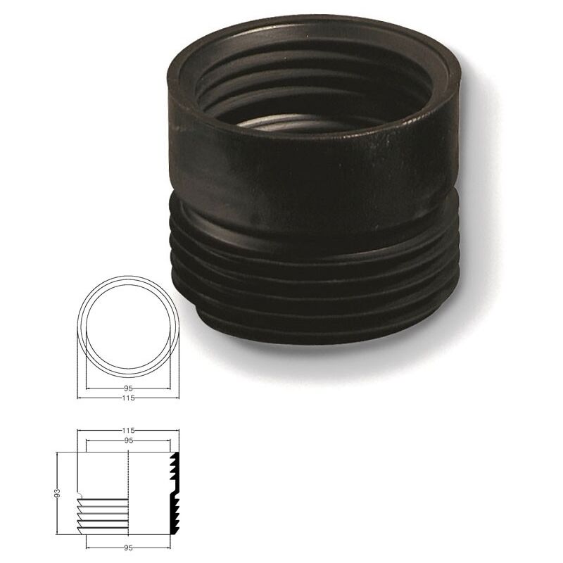 foto del prodotto prolunga gomma nera per scarico wc da mm.90x110 209200gn
