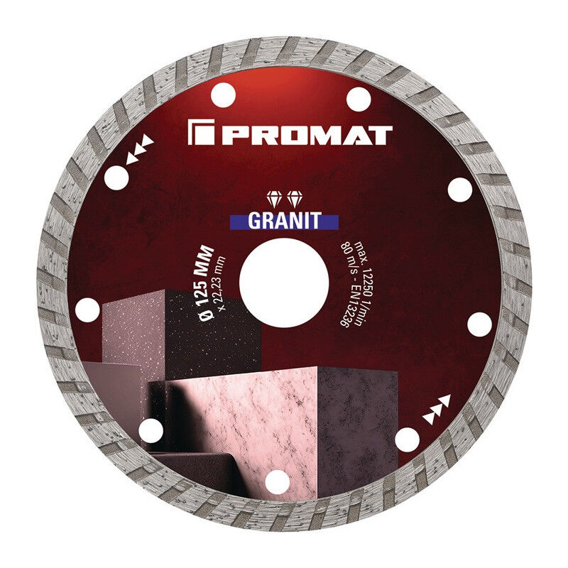 foto del prodotto promat disque tron onner diamant univ.granit d.125mm al sage.22,23mm seg. h.7mm seg. s.2,2mm
