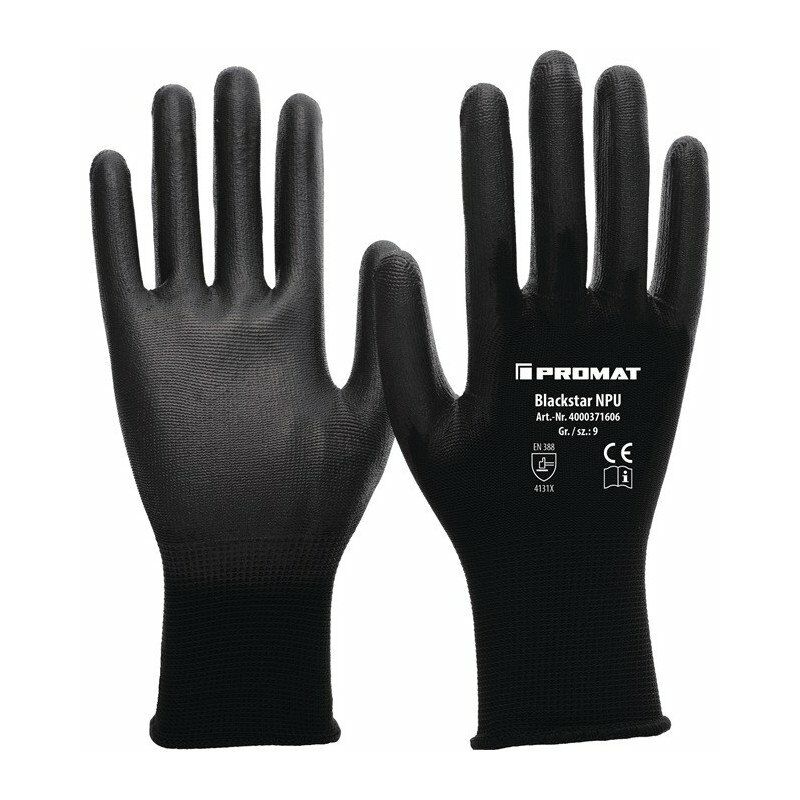 foto del prodotto promat guanti blackstar npu taglia 10 xxl nero en 388 psa ii nylon con pu per 12 