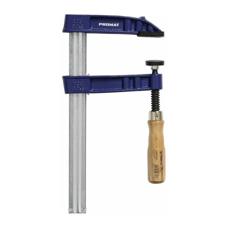 foto del prodotto promat morsetto in ghisa malleabile, apertura alare 800 mm, collo d oca 120 mm, manico in legno