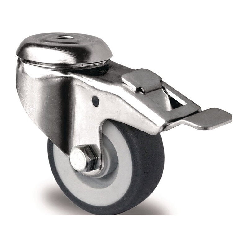 foto del prodotto promat roulette pivotante pied fixe d.50mm capacit de charge 50kg avec trou arri re palier lisse tpe gris