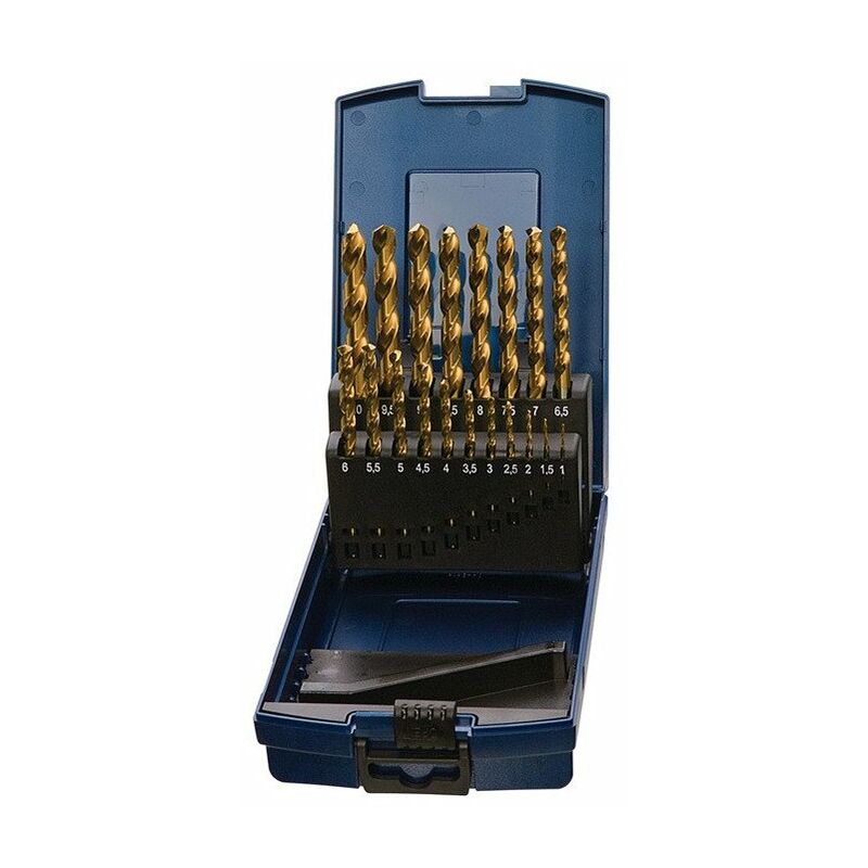 foto del prodotto promat set di punte elicoidali din 338 typen d.1 10.5x0.5mm hss tin 24 pezzi ku. kass.