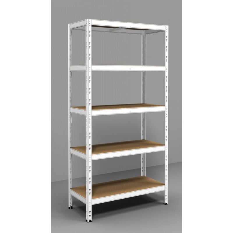 foto del prodotto prometal scaffalatura in metallo scaffale ad incastro 180 cm con 5 ripiani bianco