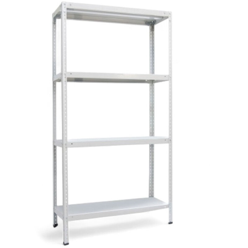 foto del prodotto prometal scaffale a 4 ripiani in acciaio verniciato bianco 80x30x151 cm sistema modulare di montaggio resistente e sicuro
