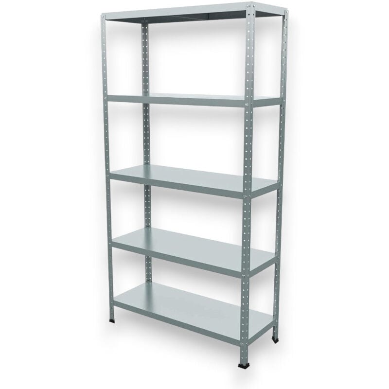 foto del prodotto prometal scaffale in kit 5 ripiani in acciaio verniciato h2 metri con fissaggio a bulloni unishelf 80x40 cm