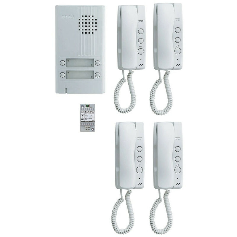 foto del prodotto promozione aiphone kit audio con 4 pulsanti, 4 cornette e 1 trasformatore kitda4