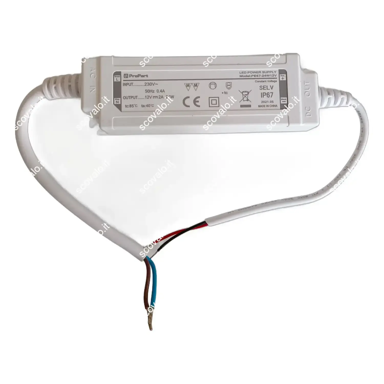 foto del prodotto propart alimentatore plastica 230v uscita 12volt 24 watt 2a ip67