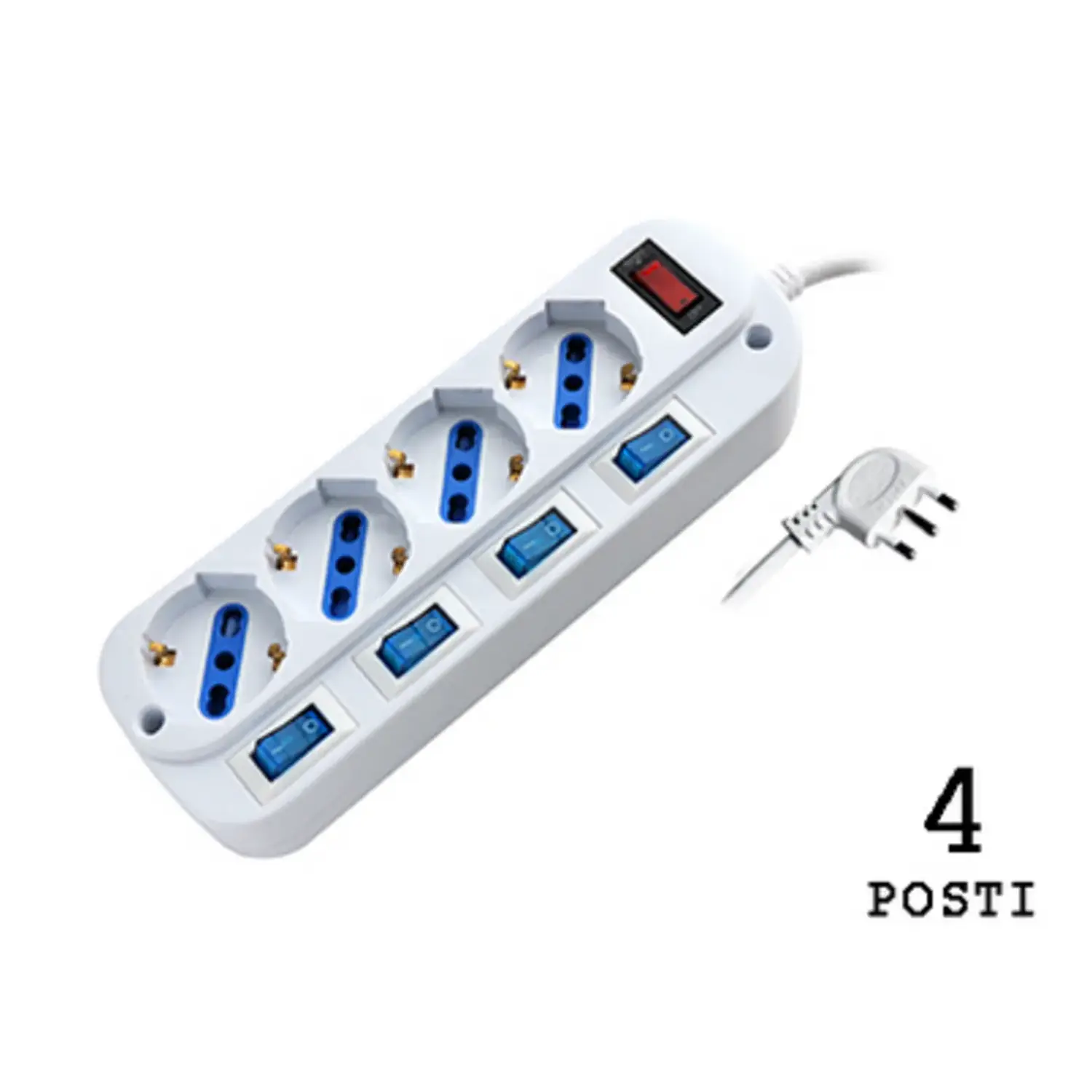 foto del prodotto propart multipresa interruttore singolo spina piatta 4 prese bipasso 10 16a bianco