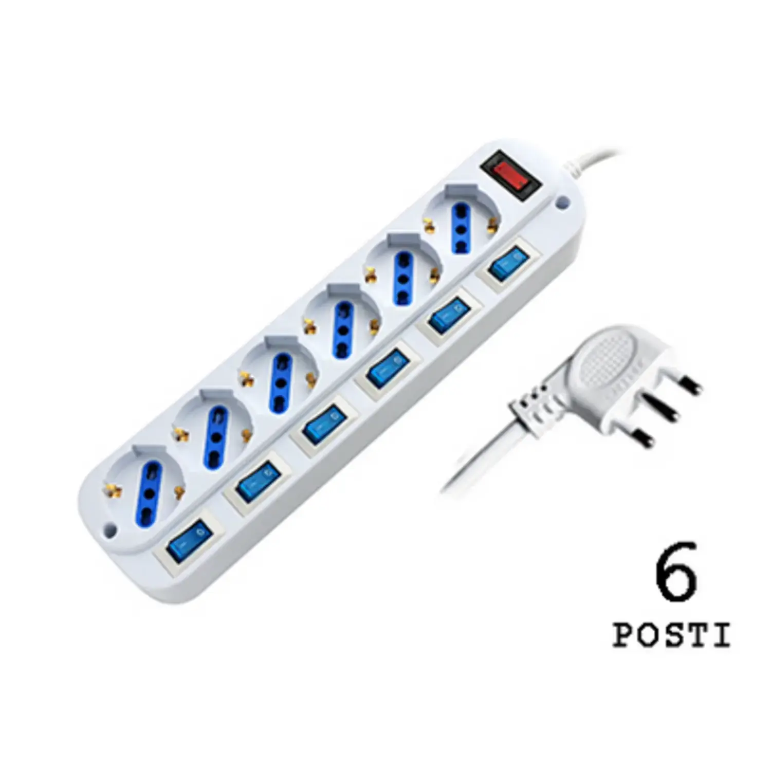 foto del prodotto propart multipresa interruttore singolo spina piatta 6 prese bipasso 10 16a bianco