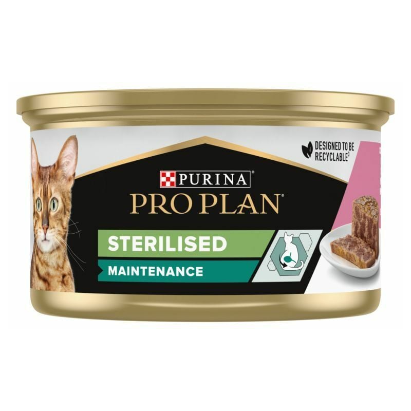 foto del prodotto proplan gatto sterilised maintenance terrine lattina 85gr tonno e salmone