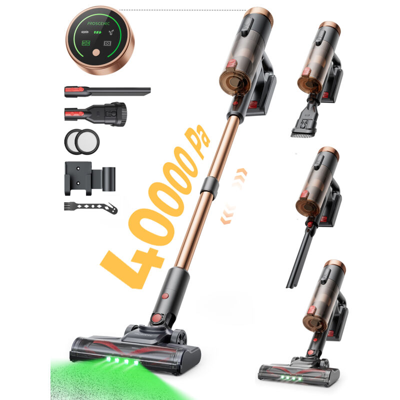 foto del prodotto proscenic aspirapolvere a batteria p11 ultra grande aspirazione di 40 kpa 400 w durata della batteria di 40 minuti schermo led intelligente