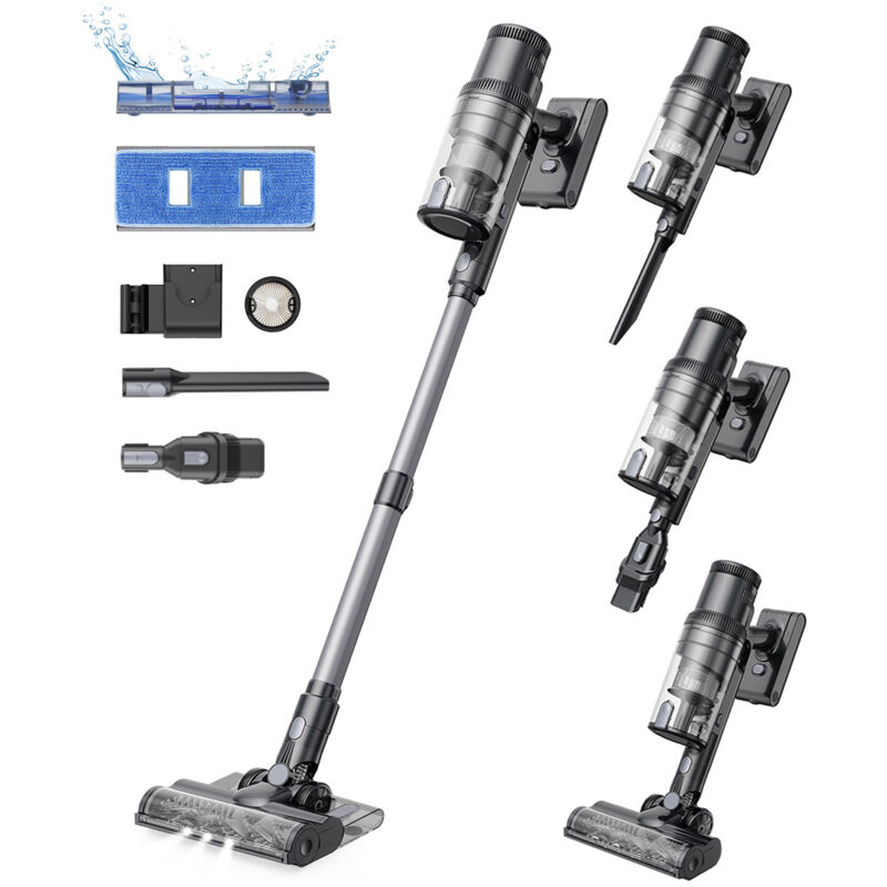 foto del prodotto proscenic p11m aspirapolvere lavapavimenti senza fili, 45kpa 550w 60mins, 2 in 1 scopa elettrica lava e aspira potente con batteria rimovibile, led