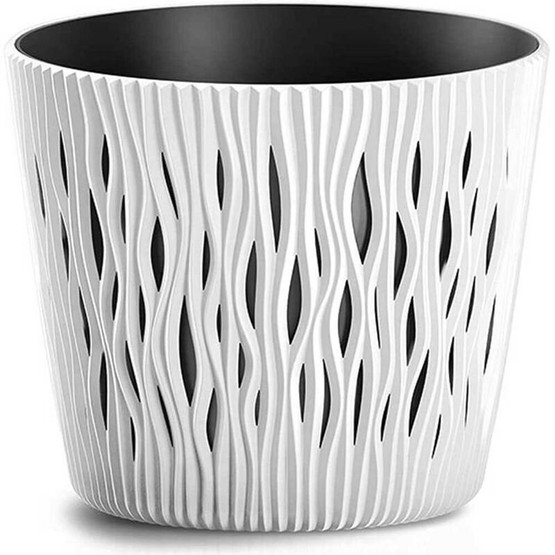 foto del prodotto prosperplast sandy round dsr160 vaso per fiori bianco con inserto per casa e giardino