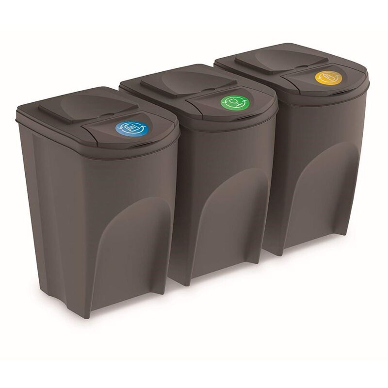 foto del prodotto prosperplast setde 3 cassonetti dede cassonetti per rifiuti keden sortibox cassonetto per il riciclaggio, grigio, volume 3x35l