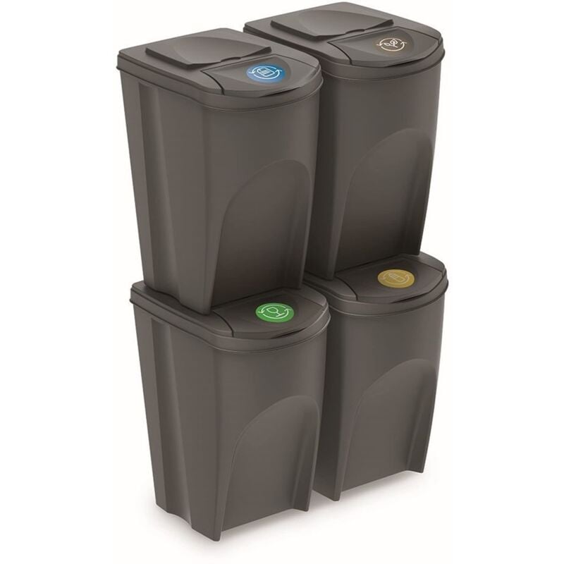 foto del prodotto prosperplast setde 4 cassonetti dede cassonetti per rifiuti keden sortibox cassonetto per il riciclaggio, grigio, volume 4x35l