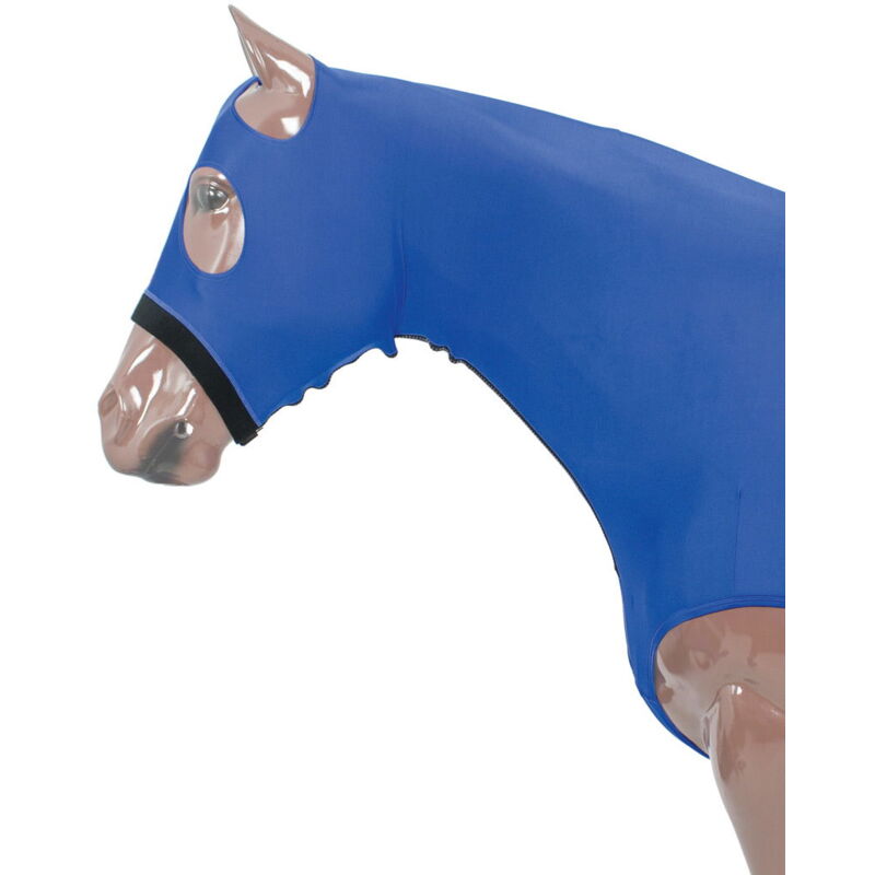foto del prodotto protech cappuccio coprispalle in lycra con chiusura in zip e apertura occhi e orecchie 120 125 cm, blu royal