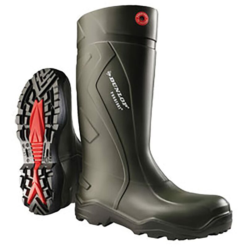 foto del prodotto protective footwear, d760933, purofort full safety, verde scuro rosso, taglia 44 eu dunlop