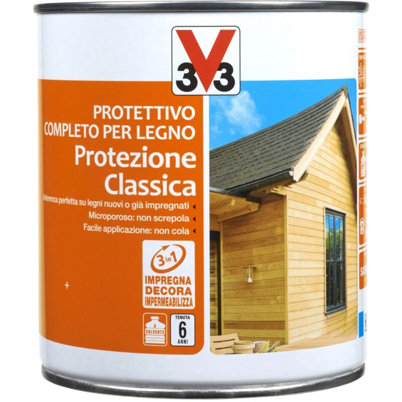 foto del prodotto protettivo completo per legno protezione classica, colore noce medio 0,75 litri