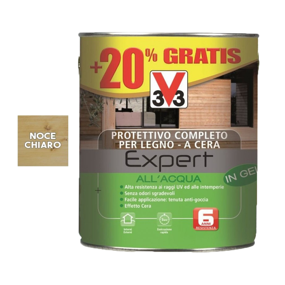 foto del prodotto protettivo legno expert v33 acqua gel 3lt noce chiaro