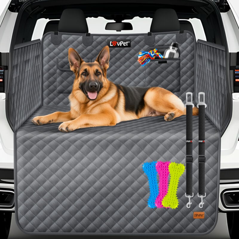 foto del prodotto protezione bagagliaio auto per cani trapuntata con protezione laterale e bordo di carico tappetino universale per cani coperta idrorepellente per