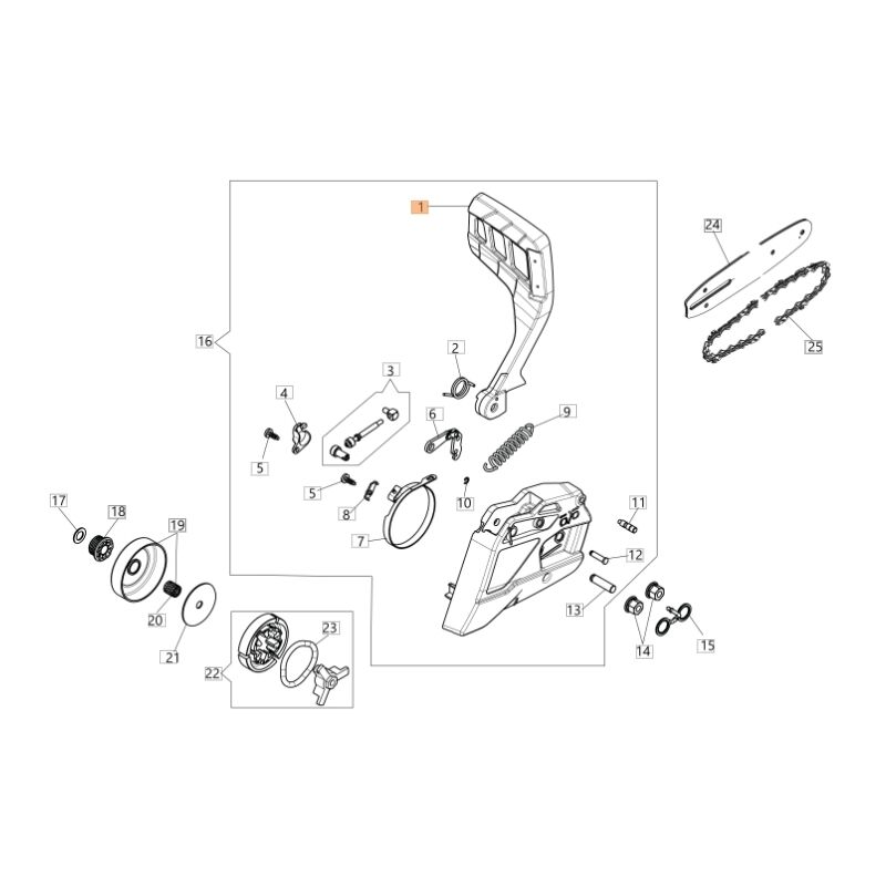 foto del prodotto protezione mano motosega modelli gs41 gs37 originale emak 50180114r