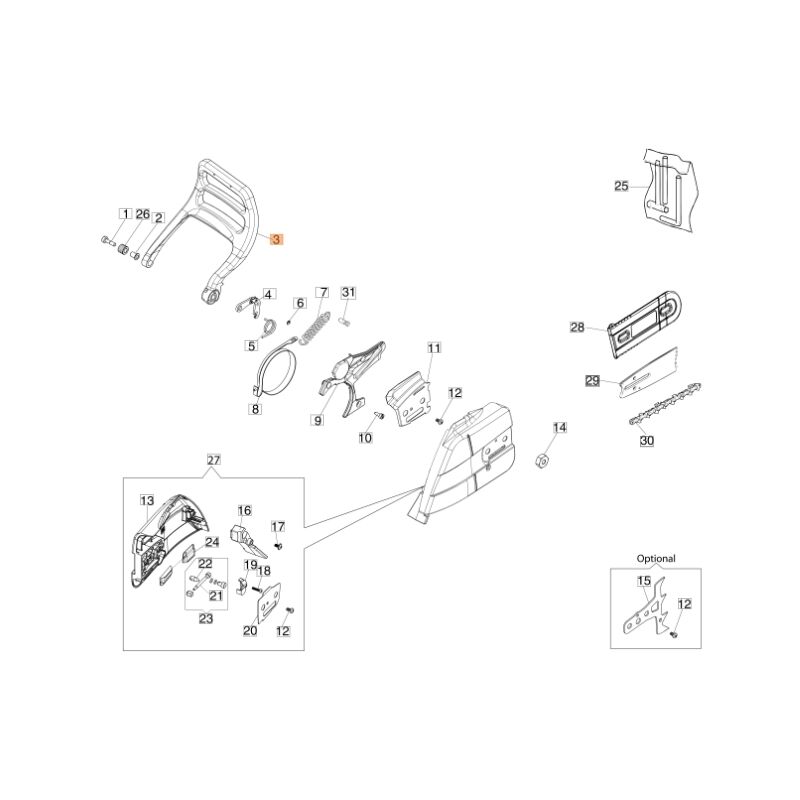 foto del prodotto protezione motosega modelli gs650 gs651 originale emak 50250053ar